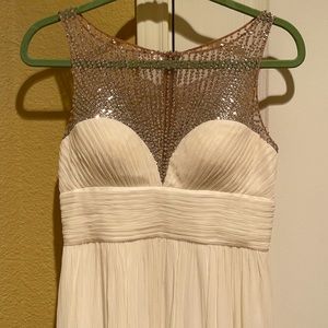 Classic & beautiful cream chiffon floor length dress bodice has sheer/sequins